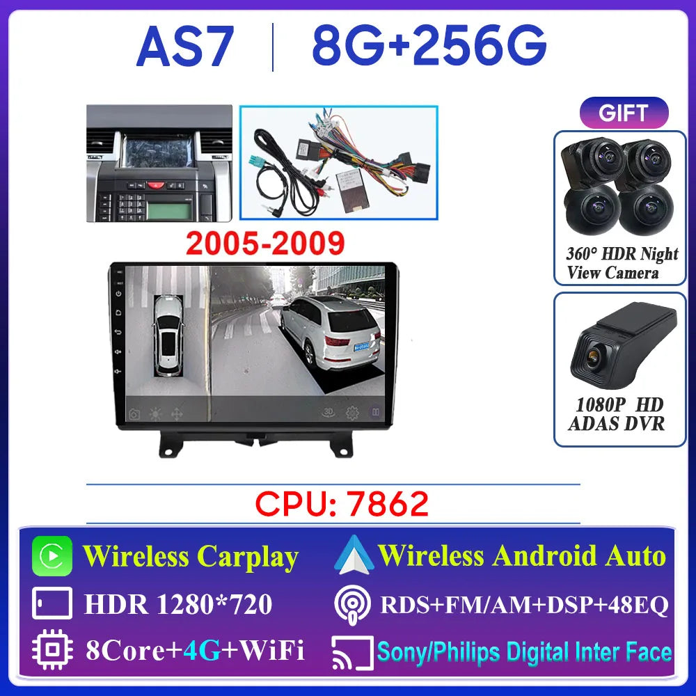 Car Radio Carplay For Land Rover Range Sport 2005 2006 2007 2008 2009 Multimedia Player GPS Navigation Android Auto 5G Wifi