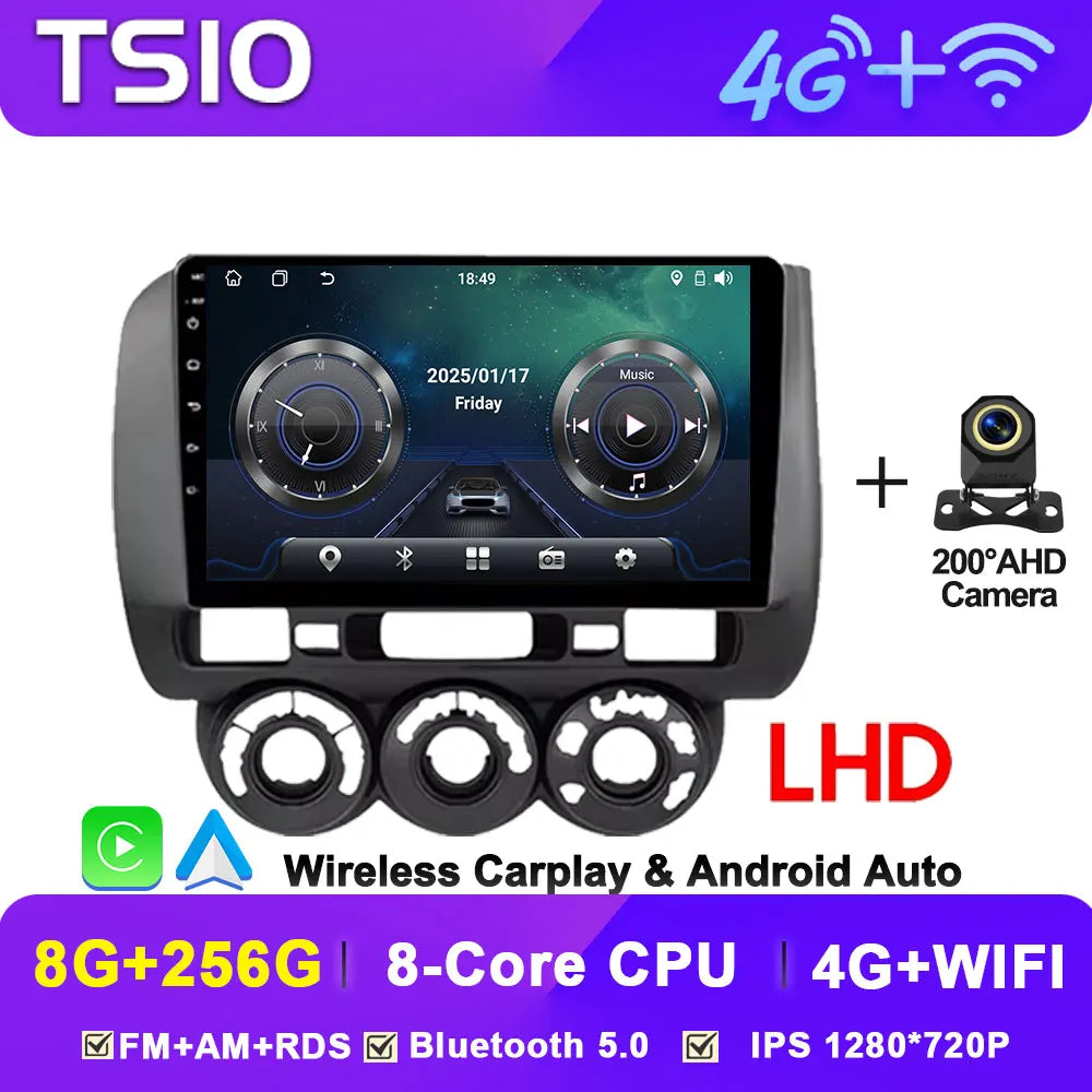 Android 14 Car Radio Multimedia Player For HONDA FIT JAZZ 2002 2003 - 2007 LHD RHD Carplay Autoradio GPS Navi 5G Wifi Bluetooth