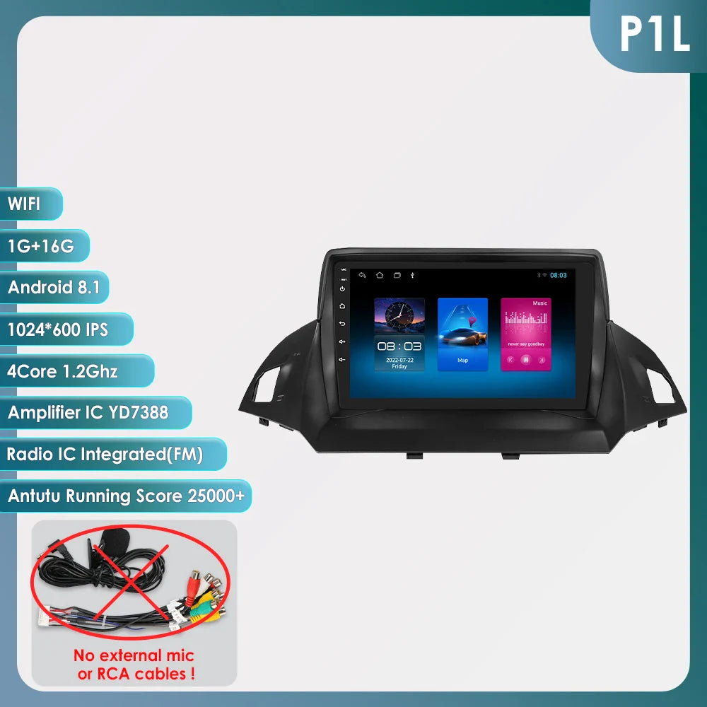 Hizpo 2 Din Android 13 For Ford Kuga 2 Escape 2013 - 2017 Car Radio Multimedia Video Player Navigation GPS 4G Carplay Stereo RDS