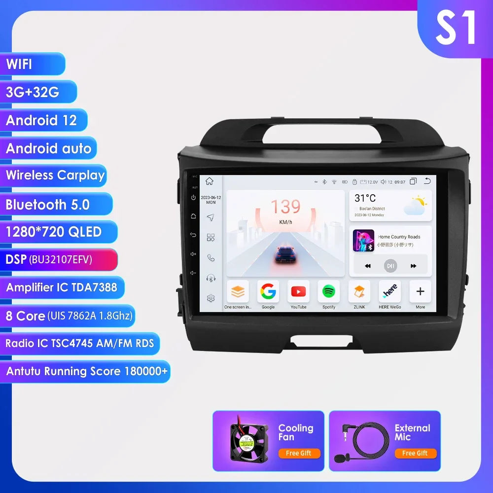 Hizpo Android 13 Car Radio GPS For KIA Sportage 3 2010 2011-2016 Multimedia Video Player 2din Navigation AUTO Stereo Head Unit