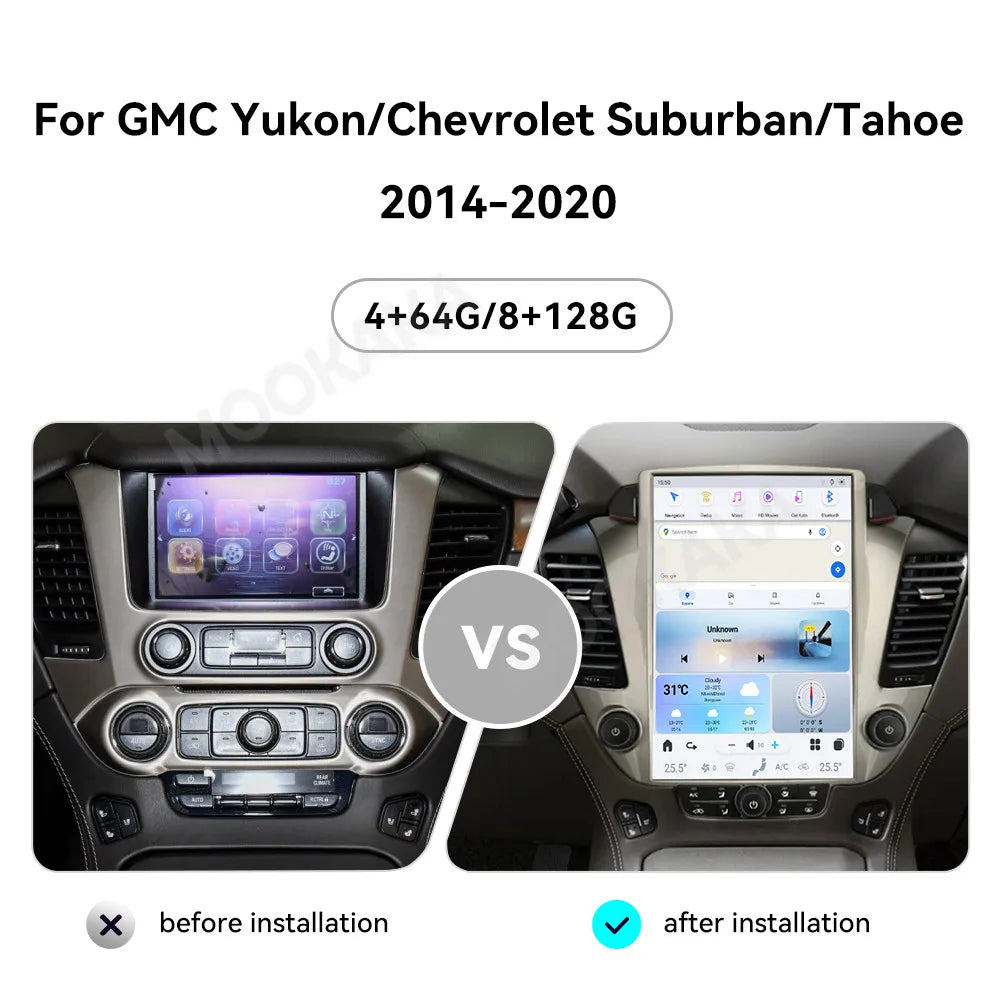 14.4" inch Android 13 8+128G Tesla Screen Car DSP Player For GMC Yukon Chevrolet Tahoe Suburban 2014+ GPS Radio Stereo Head Unit