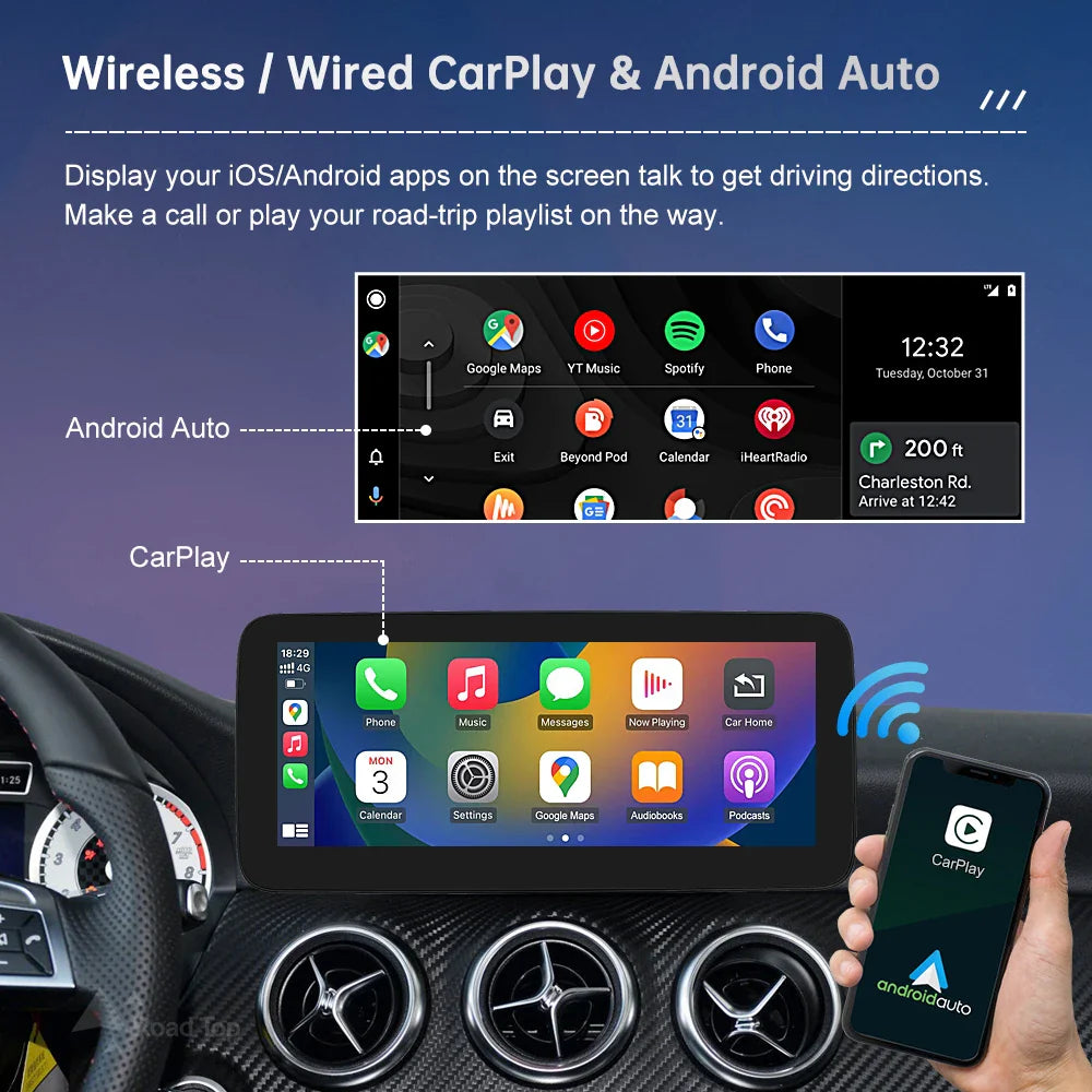 Touch Screen Car Radio for Mercedes Benz A B Class W176 CLA GLA W246 NTG4.5 Multimedia GPS With Carplay Android Auto Mirroring
