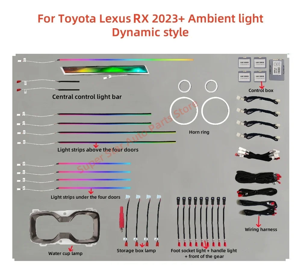 For Lexus RX 2023+ LED Atmosphere Lamp Automotive Interior Lighting Upgrade Ambient Light Car accessories screen &APP control