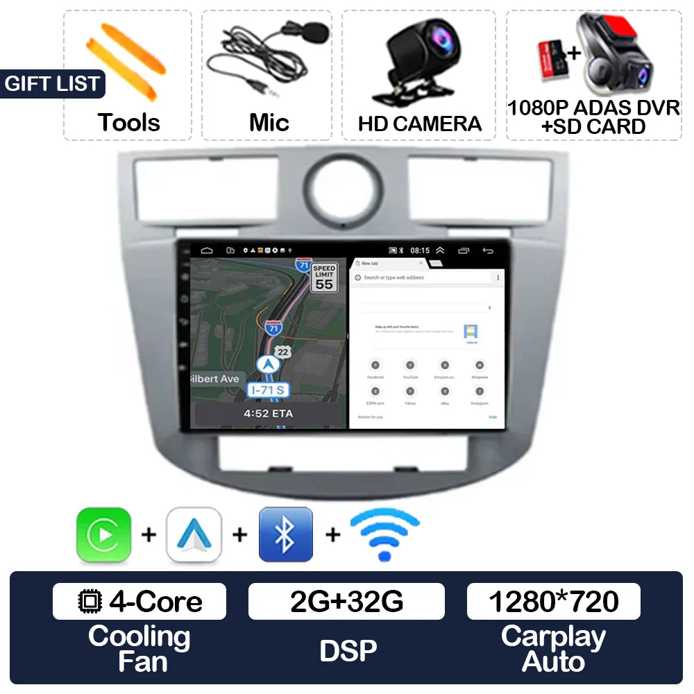 Android 15 Car Radio For Chrysler Sebring 3 JS Cirrus 2007 - 2010 GPS NAVI Multimedia Stereo Video Player 4G LTE 5G WIFI QLED BT