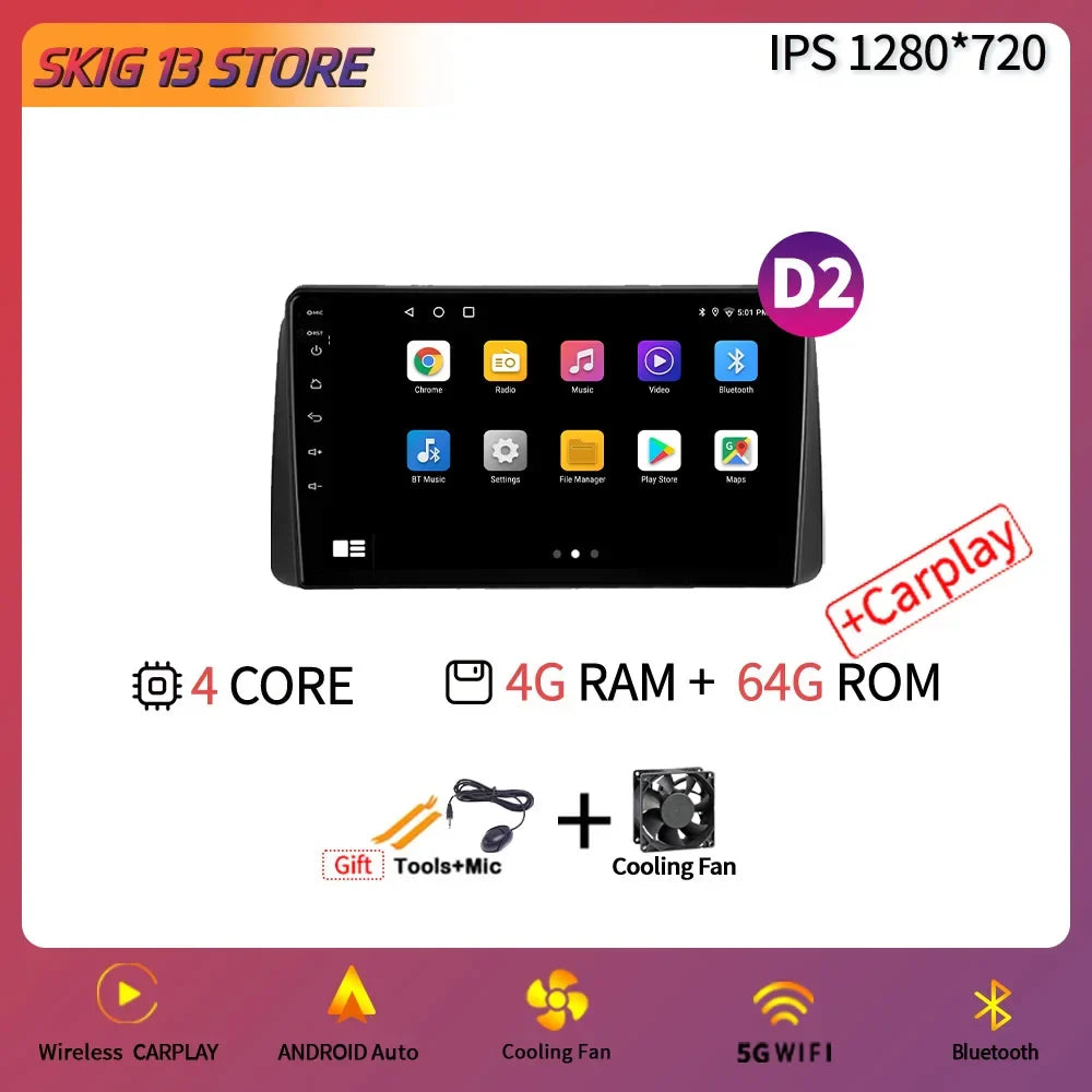 Wireless Carplay WIFI 2DIN Car Radio Android 14 for Chrysler Grand Voyager 5 2011-2015 Multimedia Video Player Navigation GPS