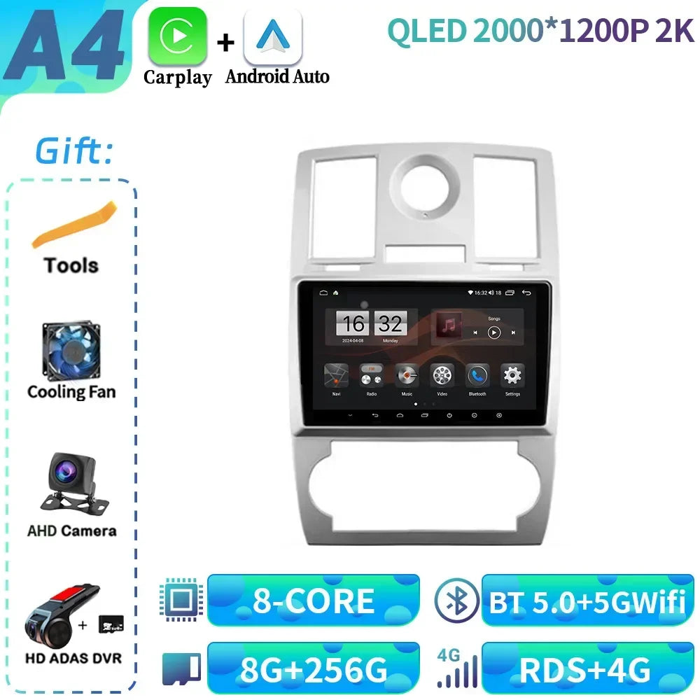 Android 14 For Chrysler 300C 2004-2011 Car Radio 4G GPS BT Carplay Navigation Wireless Bluetooth Carplay Head Unit Touch Screen