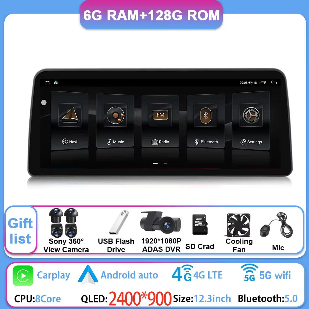 12.3 Inch Android 14 For GMC Yukon Chevrolet Tahoe Silverado 2007 - 2013 Car Radio Multimedia Player GPS Head Unit Auto StereoBT