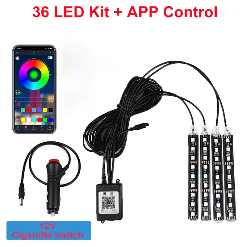Car Interior RGB LED Strip Lights – Smart APP, Music Sync, Flexible Glow – Your Ultimate Ambient Decoration