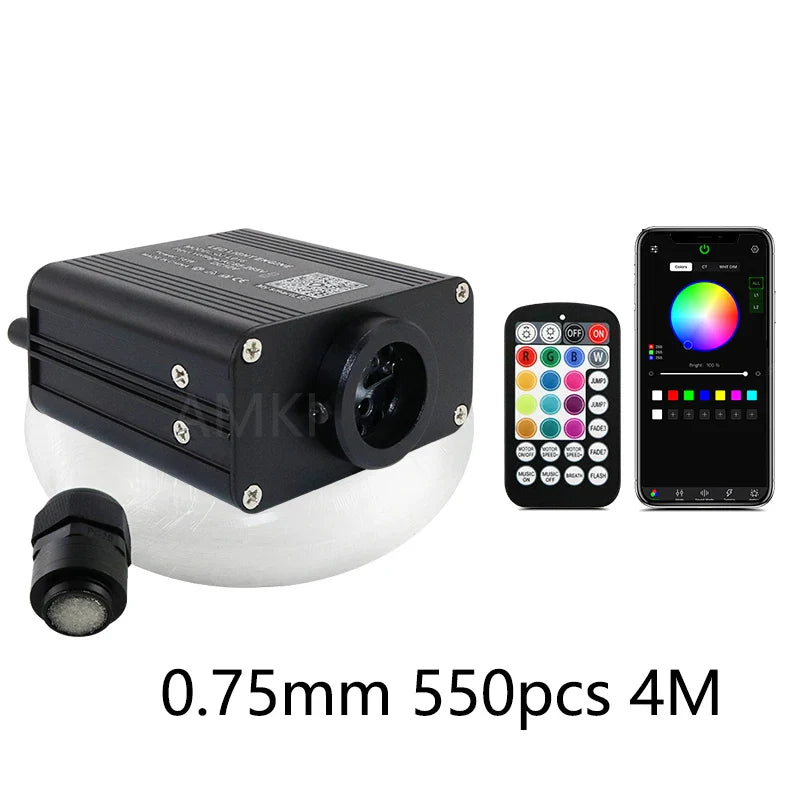 16W Twinkle Starry Sky Car Star Ceiling Light RGBW Fiber Optic Light Smart APP Bluetooth Car Roof Star Interior Atmosphere Light