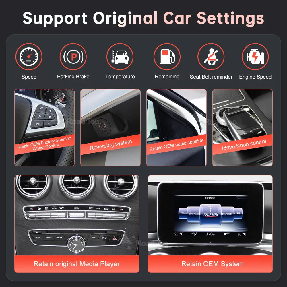 Wireless CarPlay Android Auto Multimedia Screen for Mercedes-Benz C Class W205 GLC V Class W447 A W176 CLA GLA 2015-2018 NTG5.0