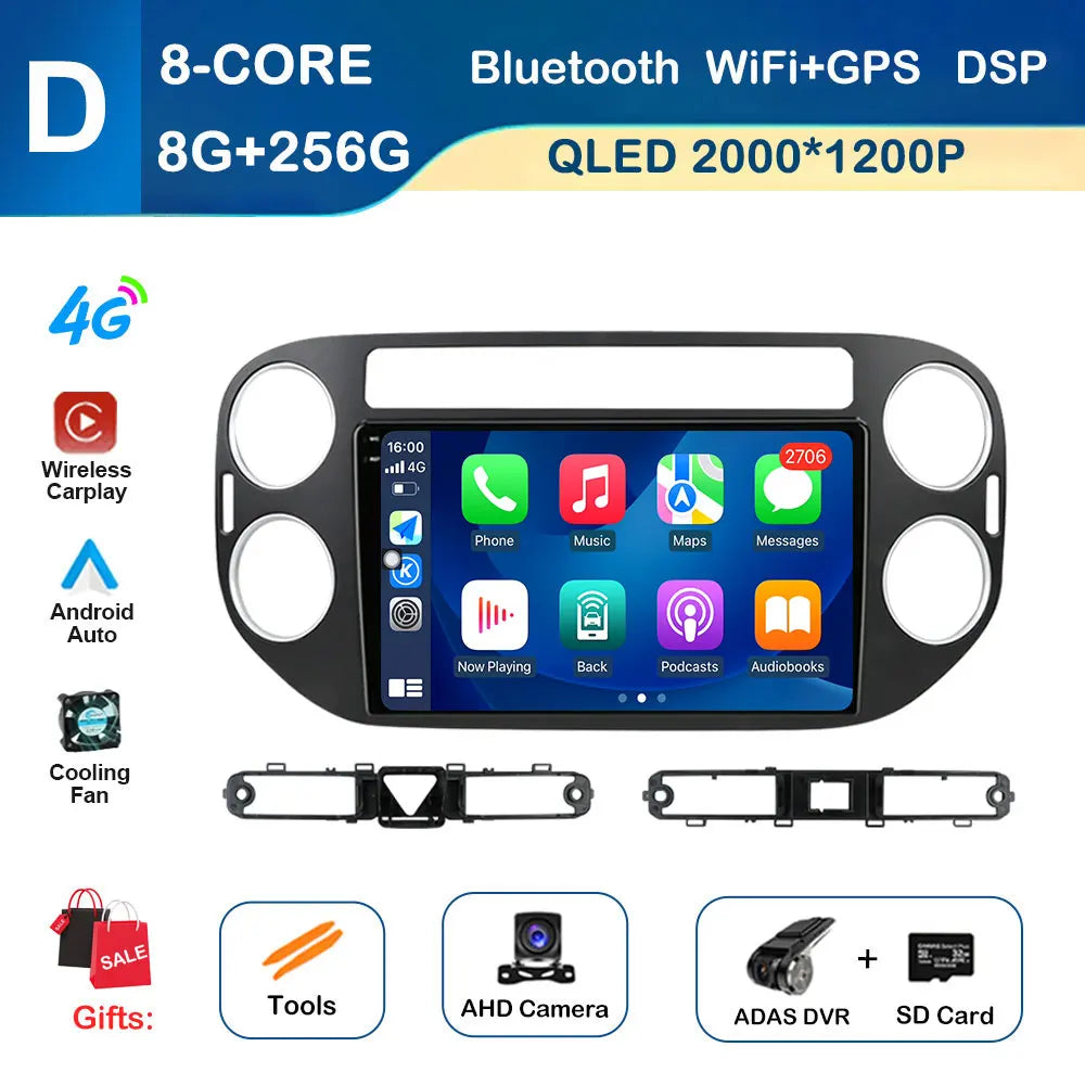 for VW Volkswagen Tiguan 1 NF 2006 - 2016 Car Multimedia Radio Player Android OS GPS Navigation Wireless CarPlay 4G Cooling Fan