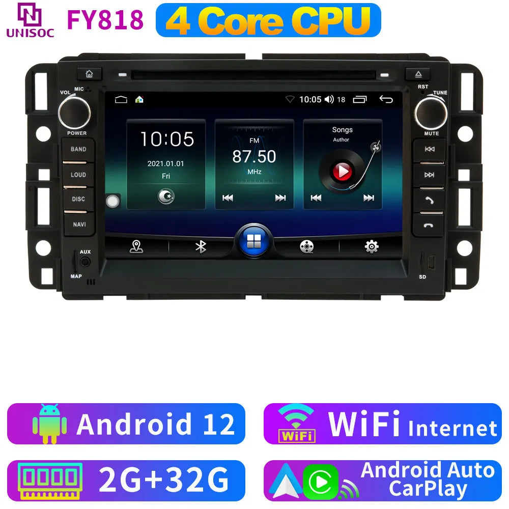 A76 7870 Android 13 12G+256G Car Radio GPS Screen Stereo For GMC Yukon Acadia Chevrolet Tahoe Sierra Avalanche CarPlay Bluetooth