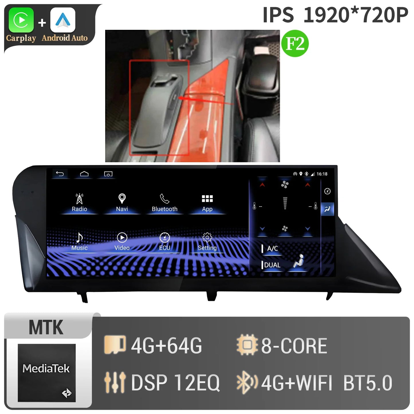 10.25" Android 14 For LEXUS RX350 RX450h RX300 RX270 RX350L 2009-2014 Car Radio Multimedia BT CarPlay Touch Screen
