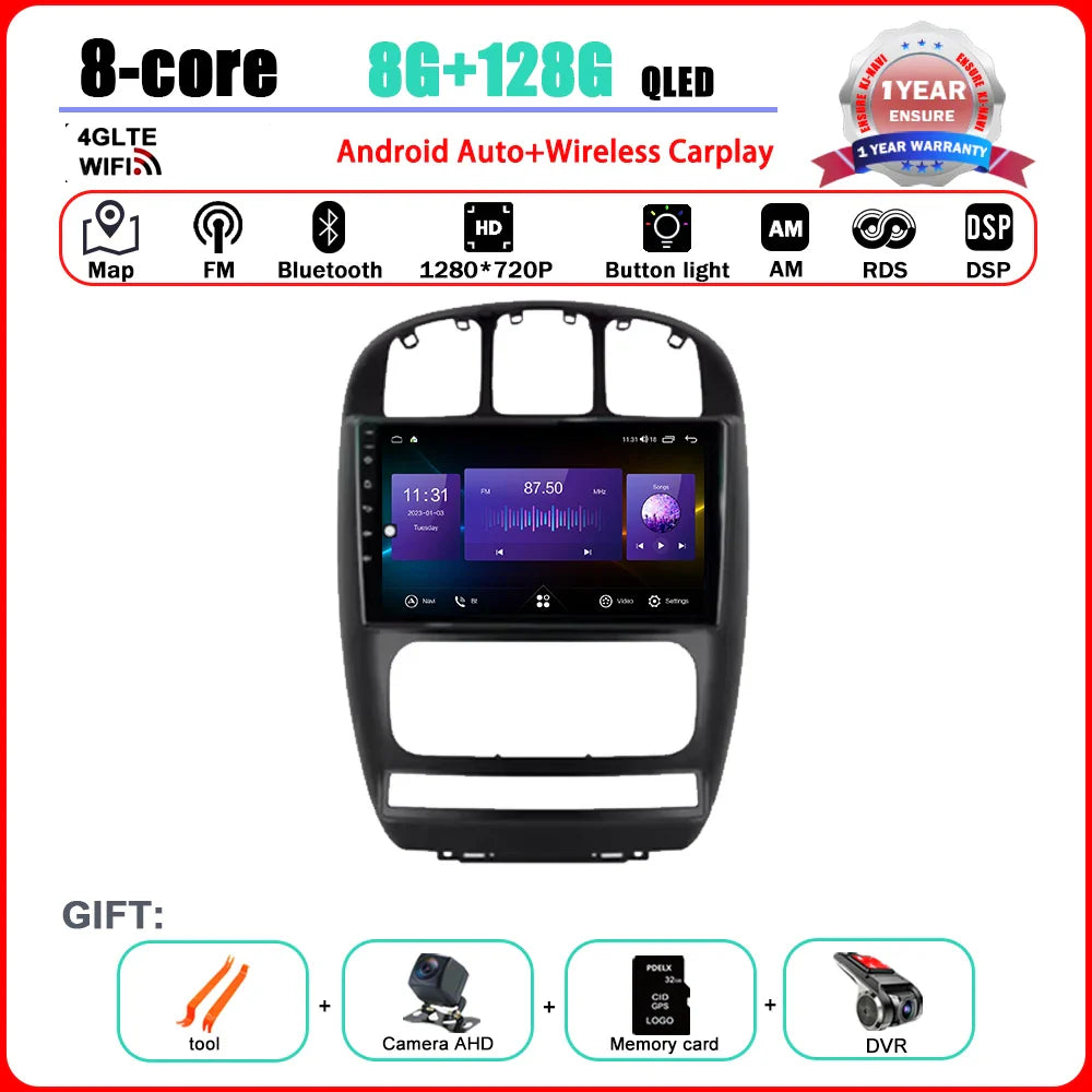 Car Radio Multimedia Player Android 14 System for Dodge Caravan 4 For Chrysler Grand Voyager RS 2000 - 2012 GPS Navi WiFi BT