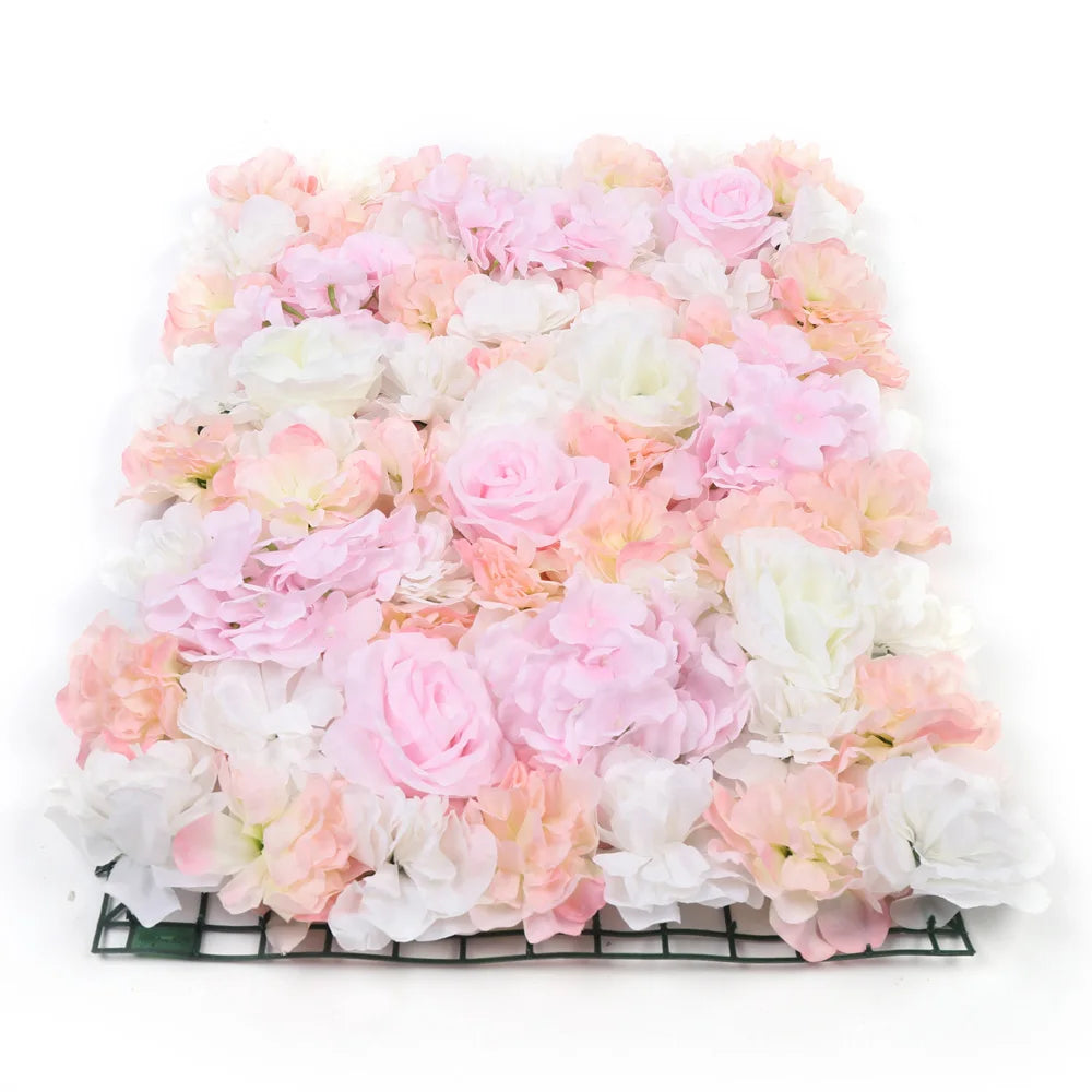 Romantic Silk Flower Wall Panel for Wedding and Event Decor, 60x40cm, Easy to Mount, Ideal for Backgrounds, Candy Walls, and