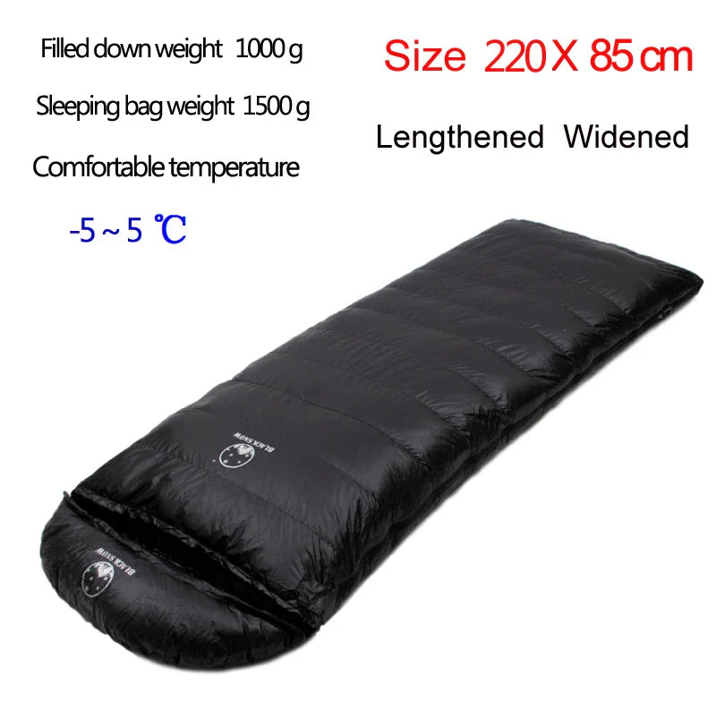 Size 220X85cm Lengthening And Widening Suitable For Tall People Good Quality White Goose Down Thermal Sleeping Bags Camping