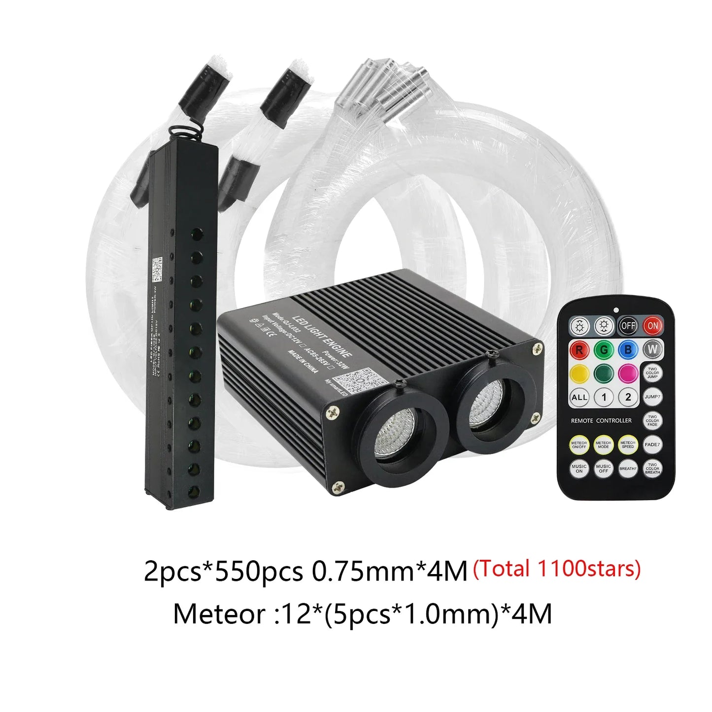 32W Dual Port RGBW Meteor Ceiling Car Roof Shooting Star Light LED Fiber Optic Light APP Music Starry sky Interior Atmosphere