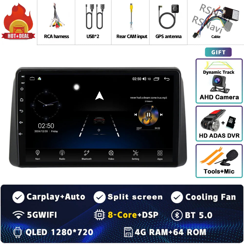 Android 14 Carplay Car Radio For Chrysler Grand Voyager 5 For Dodge Grand Caravan 2008 2011-2020 GPS Multimedia Stereo Head Unit
