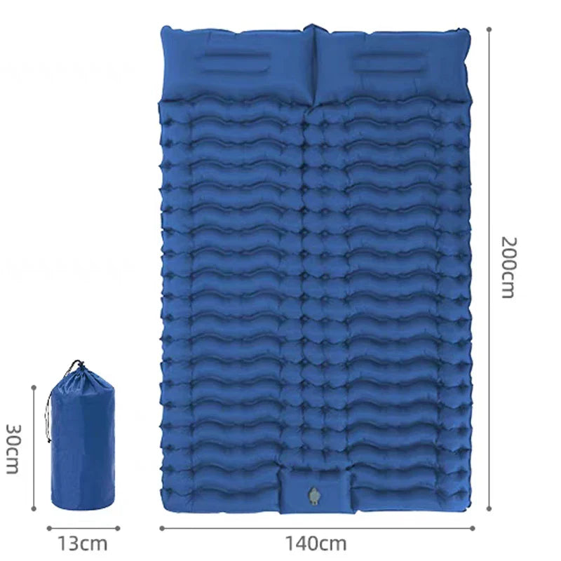 Inflatable Mattress with Built-in Pillow Pump 200x140cm Outdoor Sleeping Bed Vehicle Inflatable Cushion for Summer Beach Mat