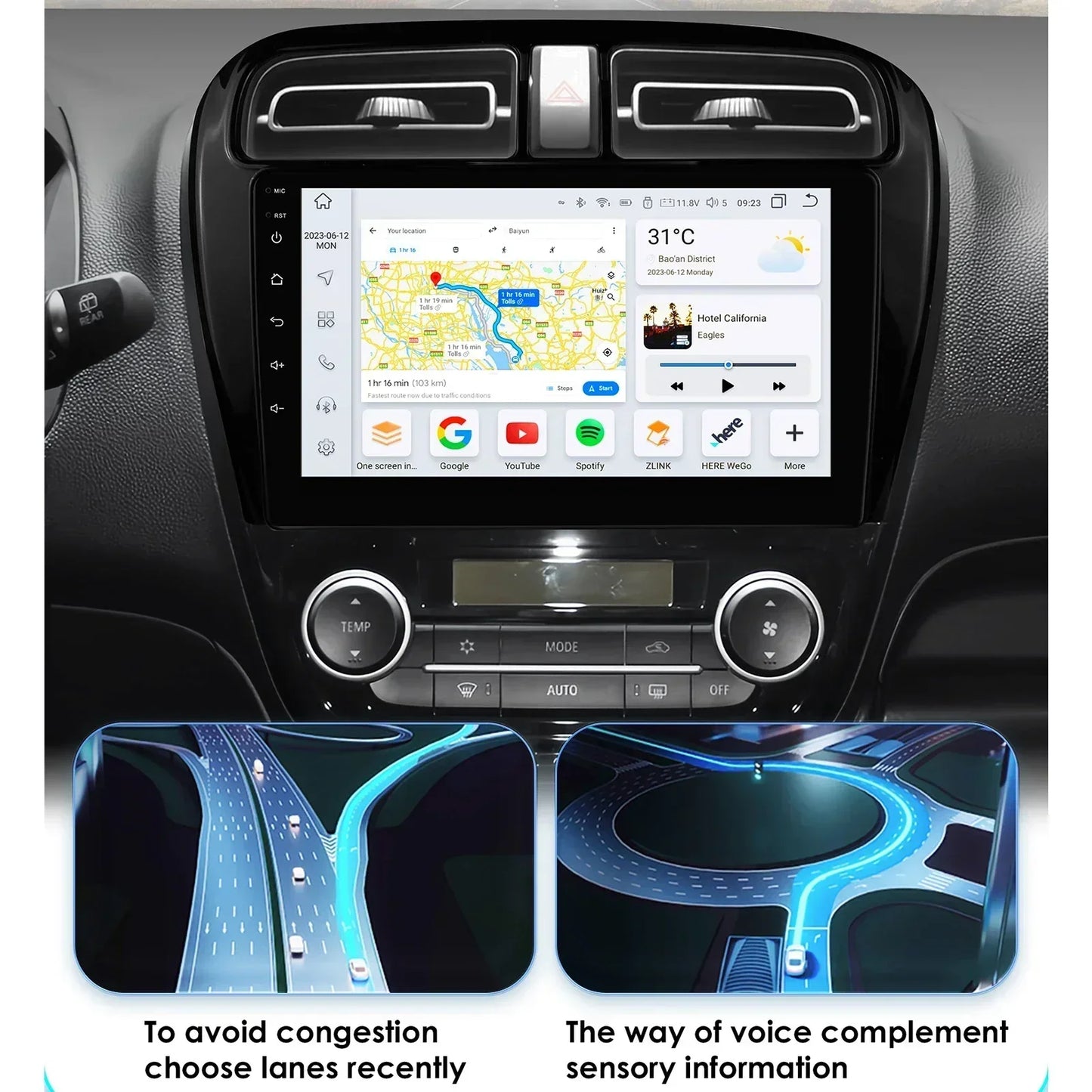 Hizpo Carplay 4G 360 Camera Android Car Radio for Mitsubishi Mirage 2012-2023 Space Star Dodge Attitude Video GPS 2din Autoradio