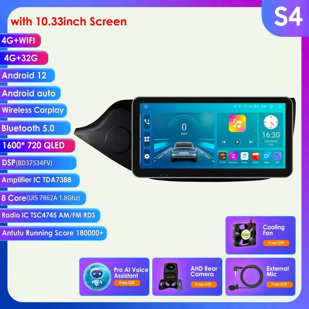 Hizpo 10.33" Car Radio Multimedia Player for Kia Ceed Cee'd 2 JD 2012-2016 Android 13 Wireless Carplay Navi GPS Stereo Head Unit