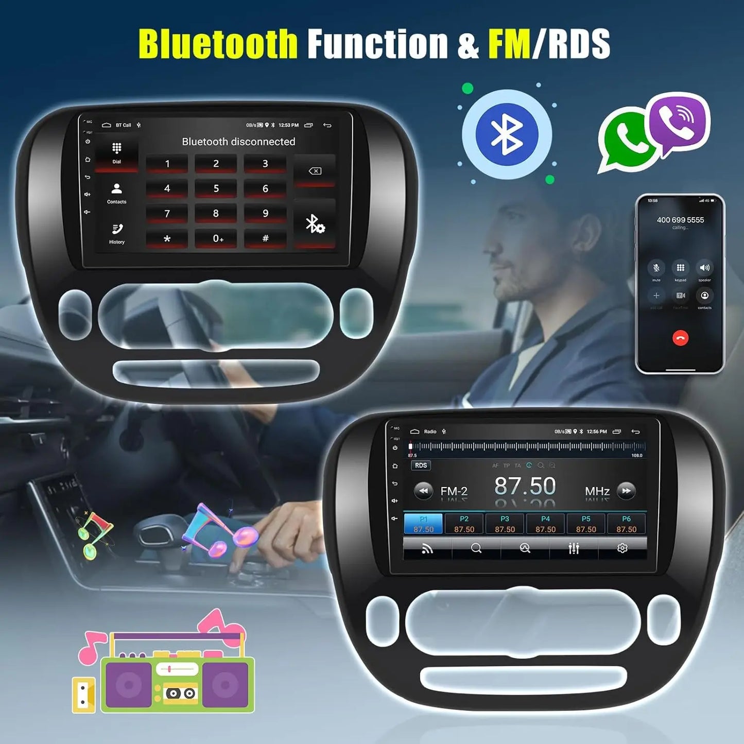 9 Inch Android 13.0 2G+32GB For KIA SOUL 2013-2019 Car GPS Navigation Multimedia Player Radio Tape Recoder Head Unit DSP Carplay
