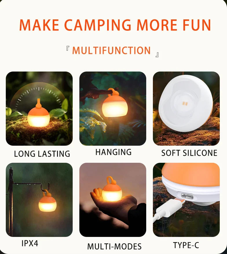 Super Mini Retro Snow Camping Lantern USB Rechargeable Haning Hook Night Light Battery Powered Tent Table Light For Camping