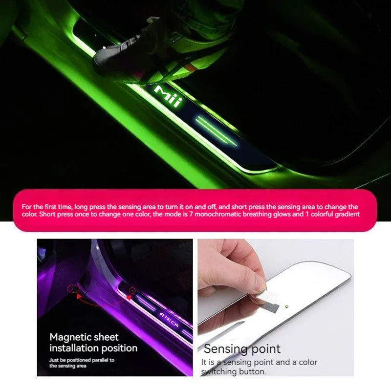 For SEAT Leon Ibiza FR 2 Ateca Arona Exeo Arosa Tarraco Car Wireless LED Welcome Pedal Threshold Light passage Atmosphere lamp