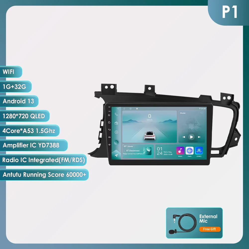 Hizpo 9" Car Radio for Kia K5 Optima 2011-2015 GPS Navigation 2 din Android Auto Multimedia Video Player 4G WIFI Carplay RDS DSP