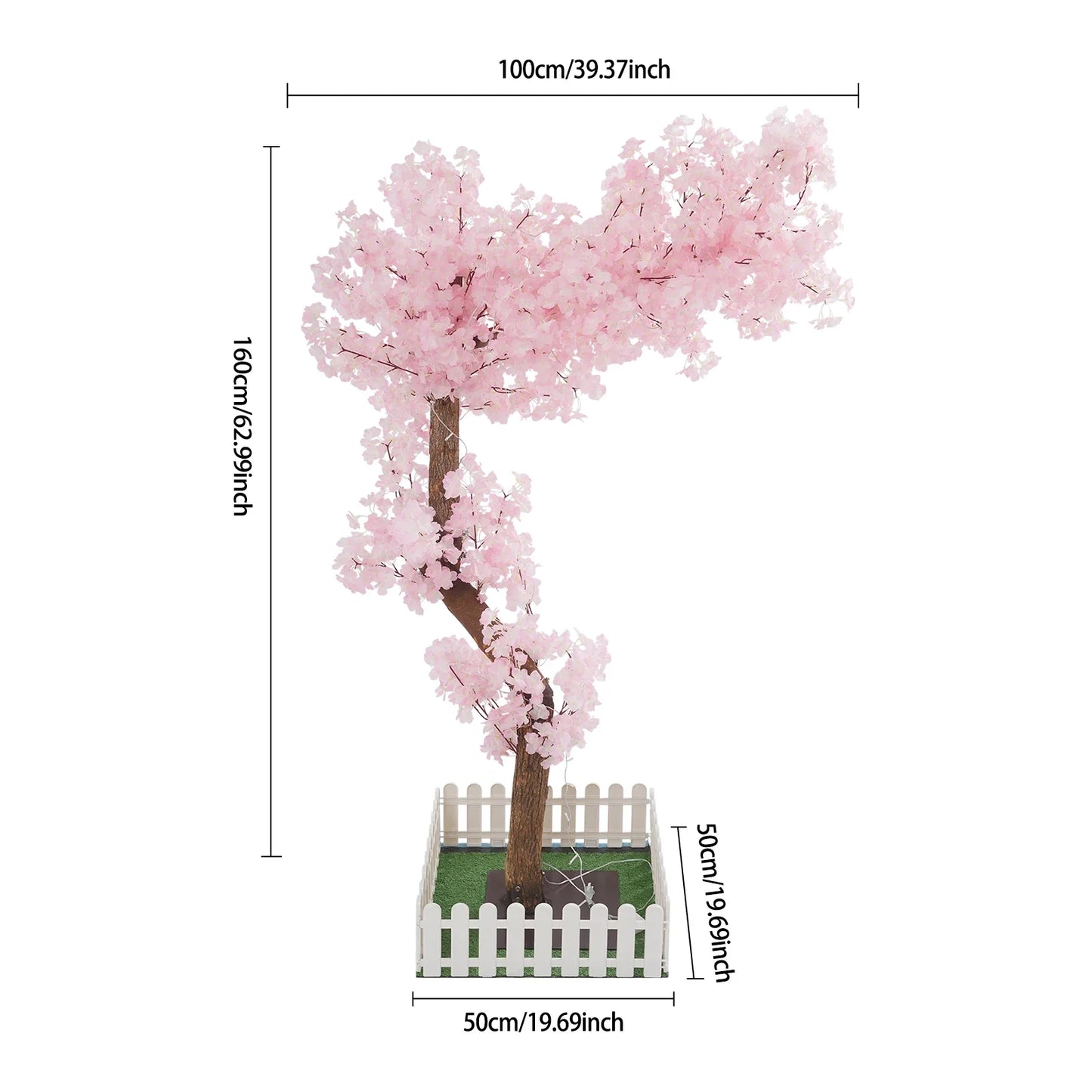 Pink Fake Sakura Tree,Artificial Cherry Tree, Artificial Flowers Home Decoration Wedding Floral Materials with 100*LED Bulbs