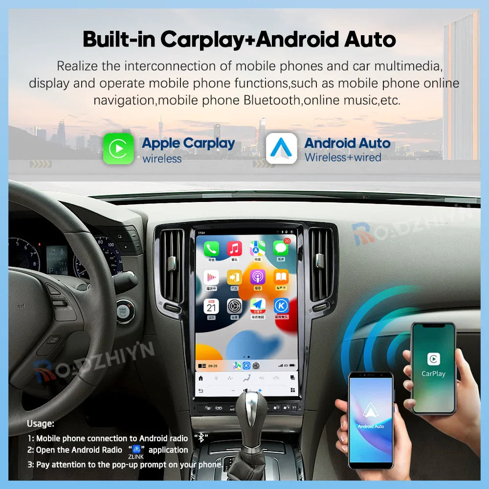 14.5 " Android13 Car Radio Multimedia Video Player For Infiniti G4 G25 G35 G37 2008-2013 GPS navigation Carplay Auto 4G wifi 360