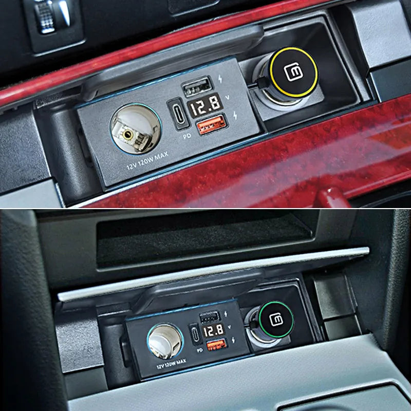 For Toyota Camry Car Charger Cigarette Lighter Splitter Sockets Modification Fast Cell Phone Charging Adapter Parts 2007-2018