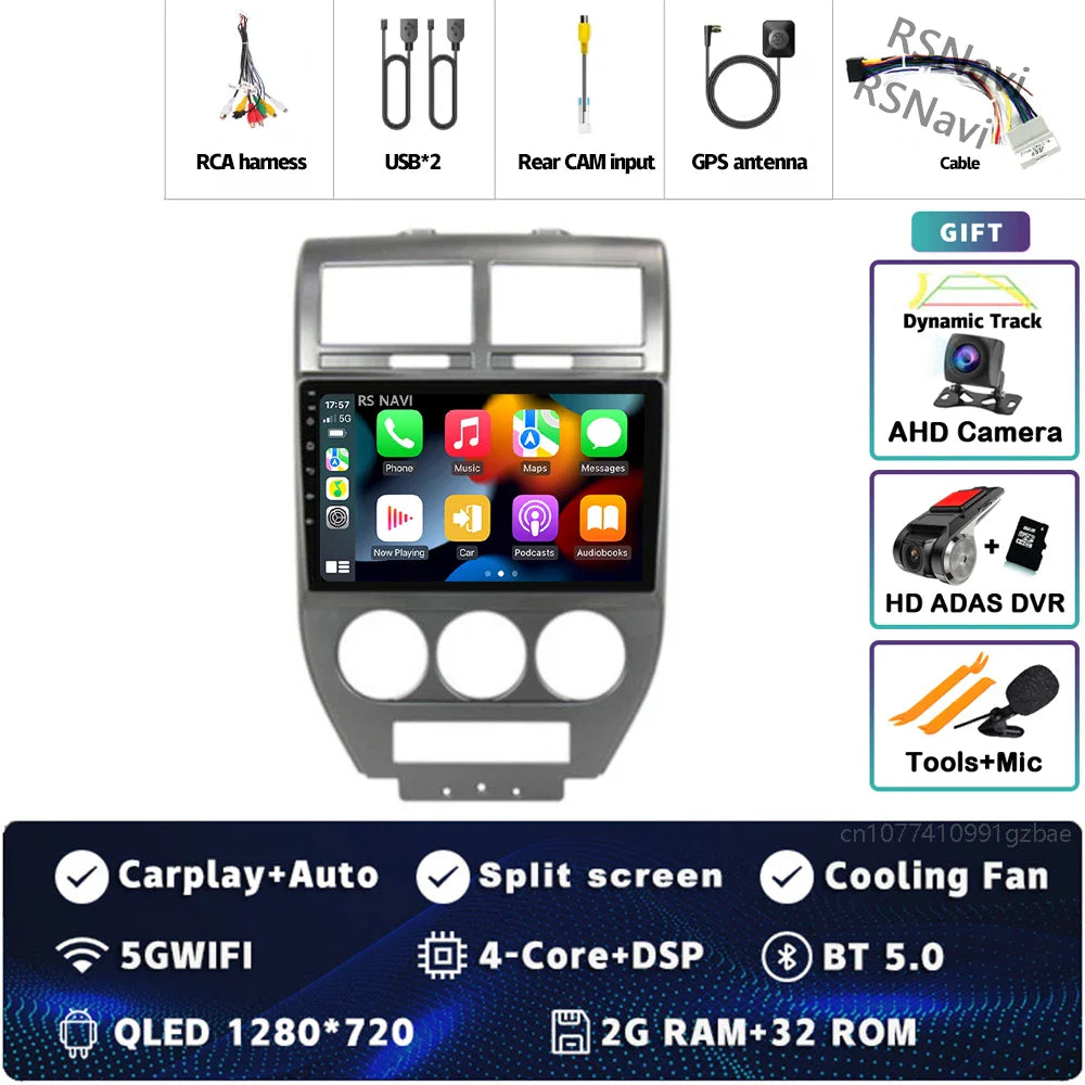 Android 14 For Dodge Caliber 2007 - 2012 2K QLED Android Car Radio Multimedia Video Player GPS AI Voice CarPlay 4G Stereo