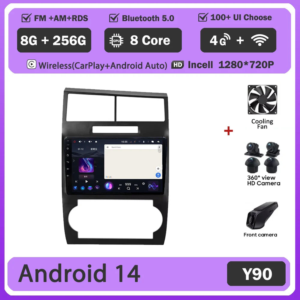 Android 14 For Dodge Charger LX 2005 - 2010 For Dodge Magnum 2 2003 - 2007 Car Radio Multimedia Video Player Navigation stereo