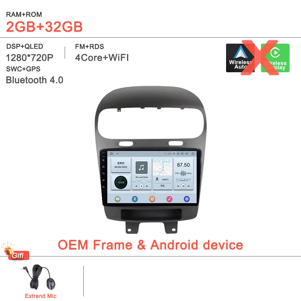 Android14 2K Incell Screen For Dodge Journey Fiat Leap 2012 - 2020 Car Dvd Auto Radio Stereo Multimedia Player GPS Navigation 5G