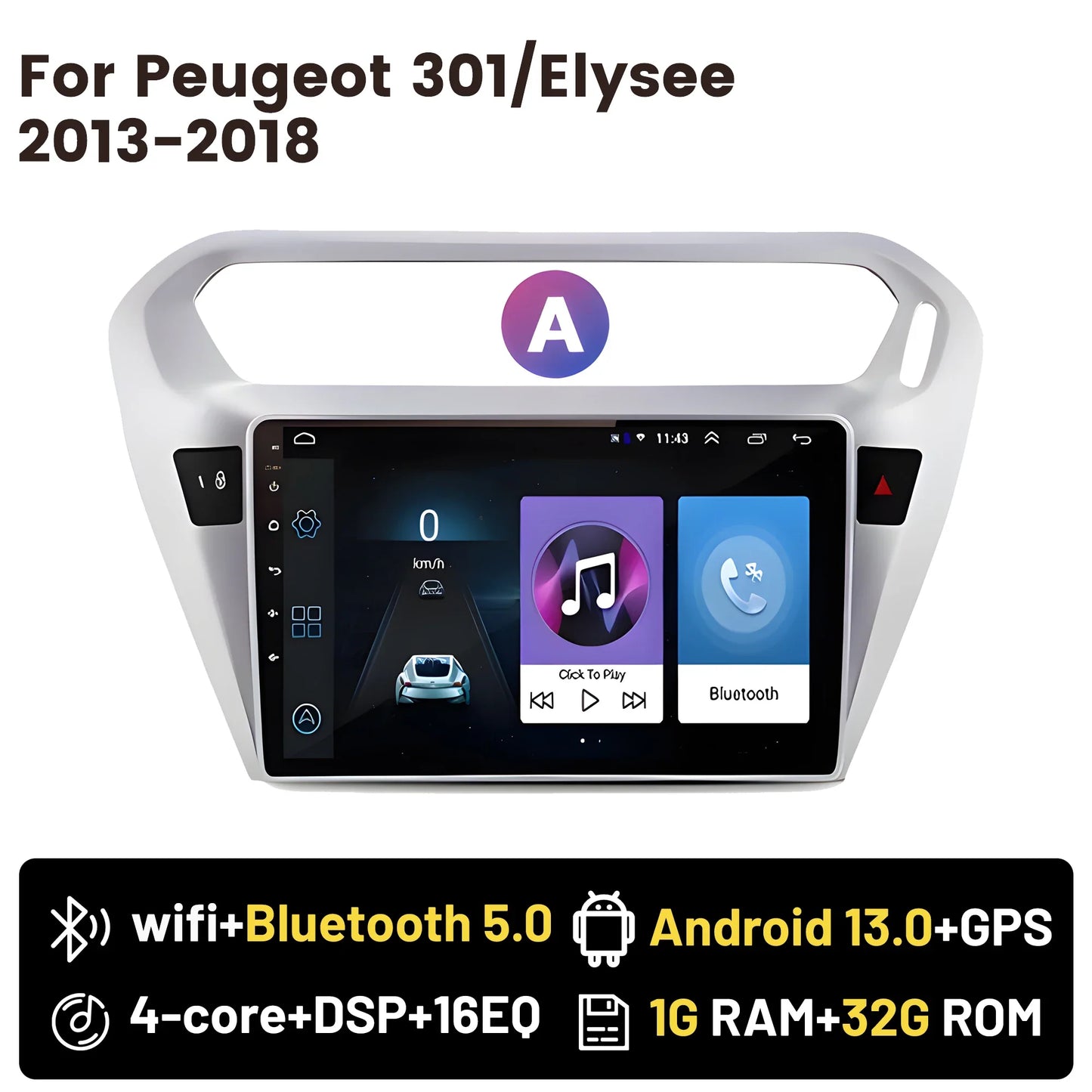 Wireless CarPlay Android Auto Car Bluetooth Radio For Peugeot 301 Citroen Elysee 2013-2018 2Din Android 14 DSP GPS FM Autoradio