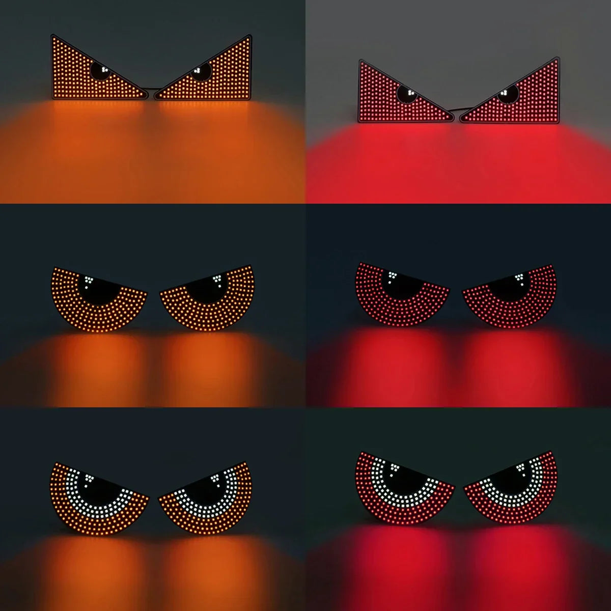 Car Windshield Eyes Animated LED Lamp Dynamic Devil Eye Light Triangle and Semicircle Funny Eye Light Universal 11 Model
