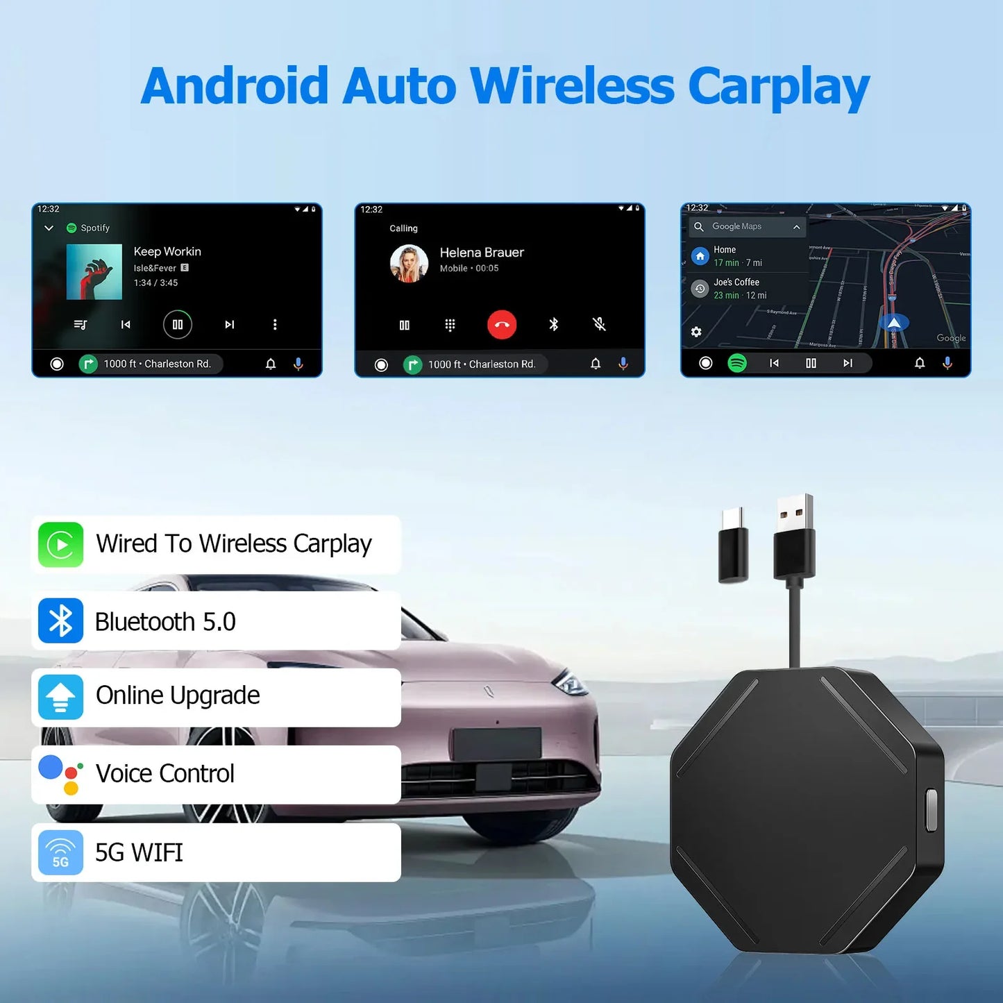 C11 2 in 1 Carplay AI Box Wireless CarPlay Android Auto Wireless Adapter Spotify For Mazda Toyota Mercedes Peugeot Volvo Kia