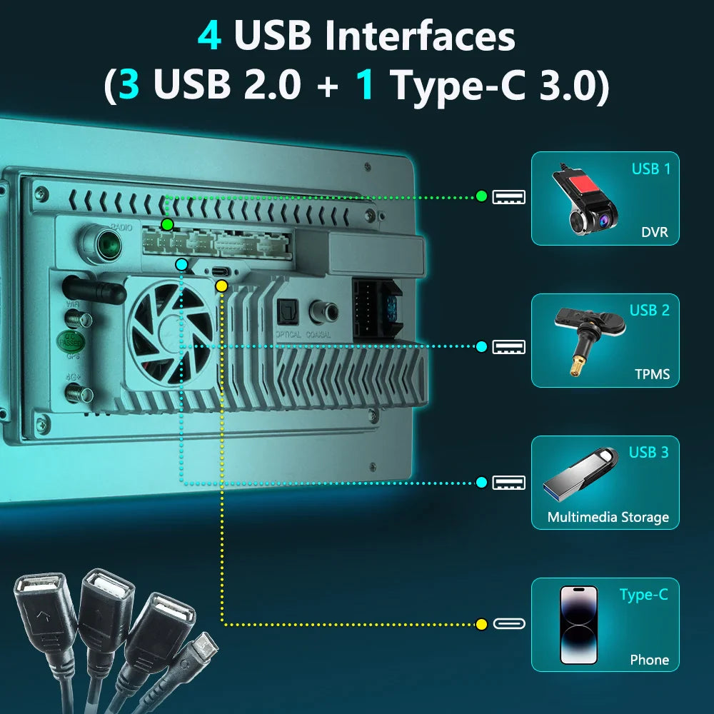 UIS7870 Android 13 Universal Car Radio Carplay auto WIFI6 360 camera Multimedia Player GPS Navigation DSP DTS DVR Head Unit