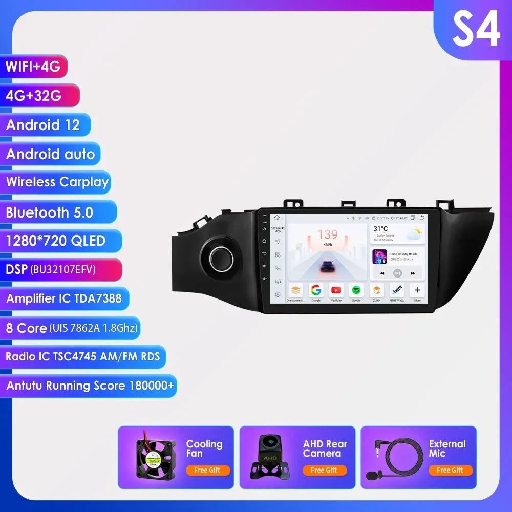 Hizpo 8 Cores Carplay Car Radio Android Auto Multimedia Player For KIA K2 RIO 4 2017-2019 2 Din GPS Navigation Stereo 8G 128G