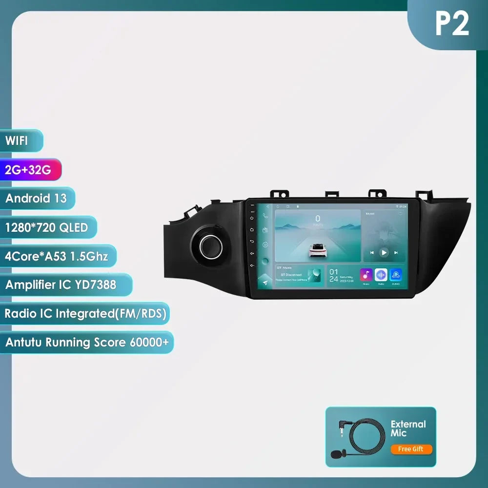 Hizpo 8 Cores Carplay Car Radio Android Auto Multimedia Player For KIA K2 RIO 4 2017-2019 2 Din GPS Navigation Stereo 8G 128G
