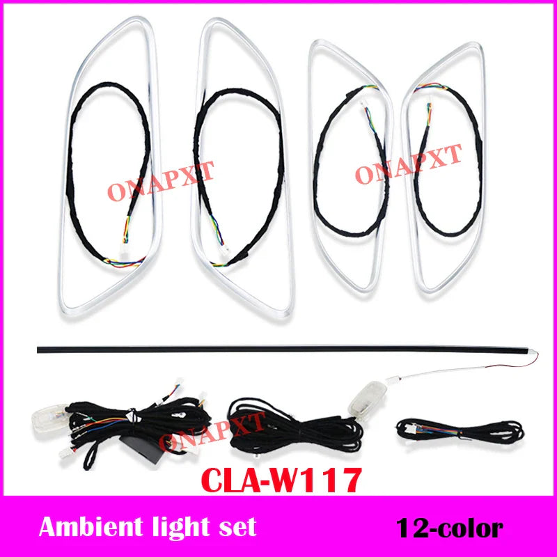 12-color For Benz A/CLA/GLA W176 W117 W156 LED Air Vent Outlet Backlight Nozzle Atmosphere Lamp Door Dashboard Ambient Light