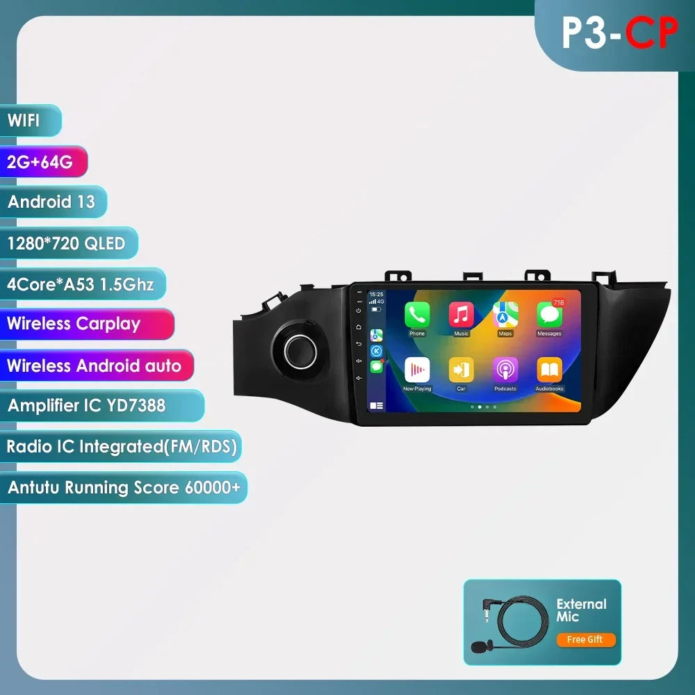 Hizpo 8 Cores Carplay Car Radio Android Auto Multimedia Player For KIA K2 RIO 4 2017-2019 2 Din GPS Navigation Stereo 8G 128G