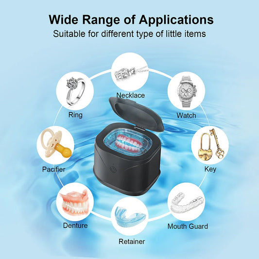 Ultrasonic Cleaner Machine 46000Hz Portable Ultrasonic Jewellery Cleaner for Dental Retainer Mouth