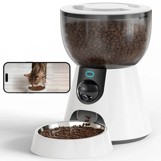 4L New 2.4G 5G HD Camera with Timer Voice Smart Automatic Pet Feeder for Cats and Dogs WiFi Smart Dry Food Feeding Bowl