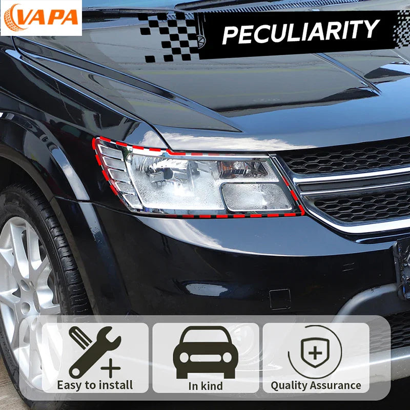 Car Front Lamp Trim Headlamp Cover Stickers ABS Decoration for Dodge Journey 2011-2020 Interior Accessories