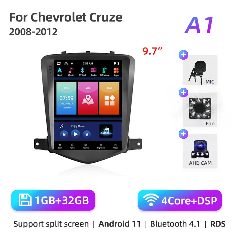 2Din Car Radio For Chevrolet Cruze J300 2008 2009-2012 Stereo Multimedia Video Player Navigation GPS Carplay 4G Android 11
