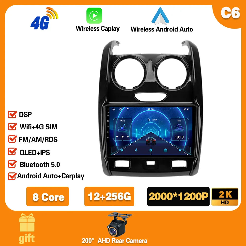 Car Radio For Renault Duster 2015 - 2021 For LADA Largus 2021 Android 14  Carplay  Multimedia Video Player Auto stereo