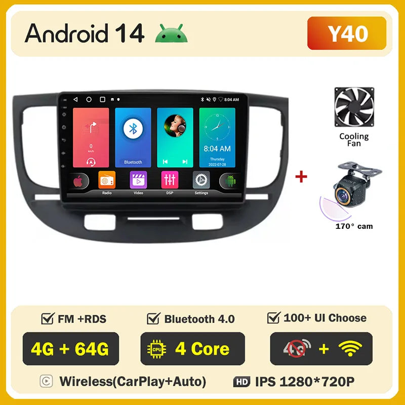 Android 2 din For Kia RIO 2 2005 - 2011 Car Radio Multimedia GPS Navigation Player Auto NO 2din DVD Screen Carplay Stereo WIFI