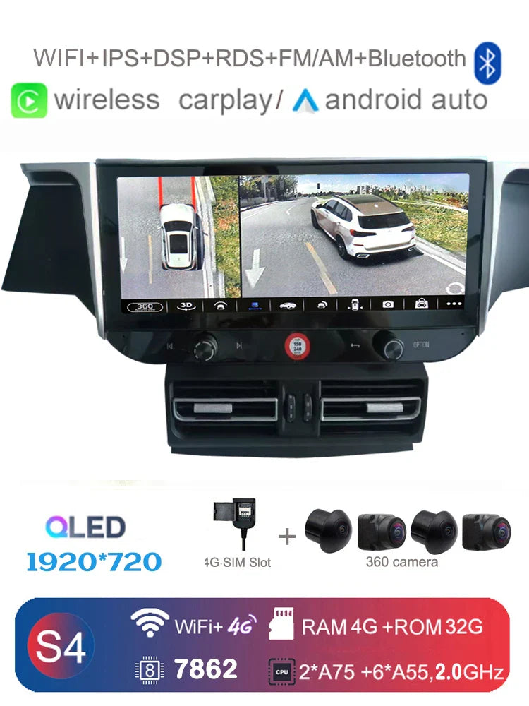 FYT 12G+256G Carplay Auto Android 14.0 4G LTE 360 Camera IPS Car DVD Player GPS WIFI Bluetooth Radio For Porsche Macan 2010-2016